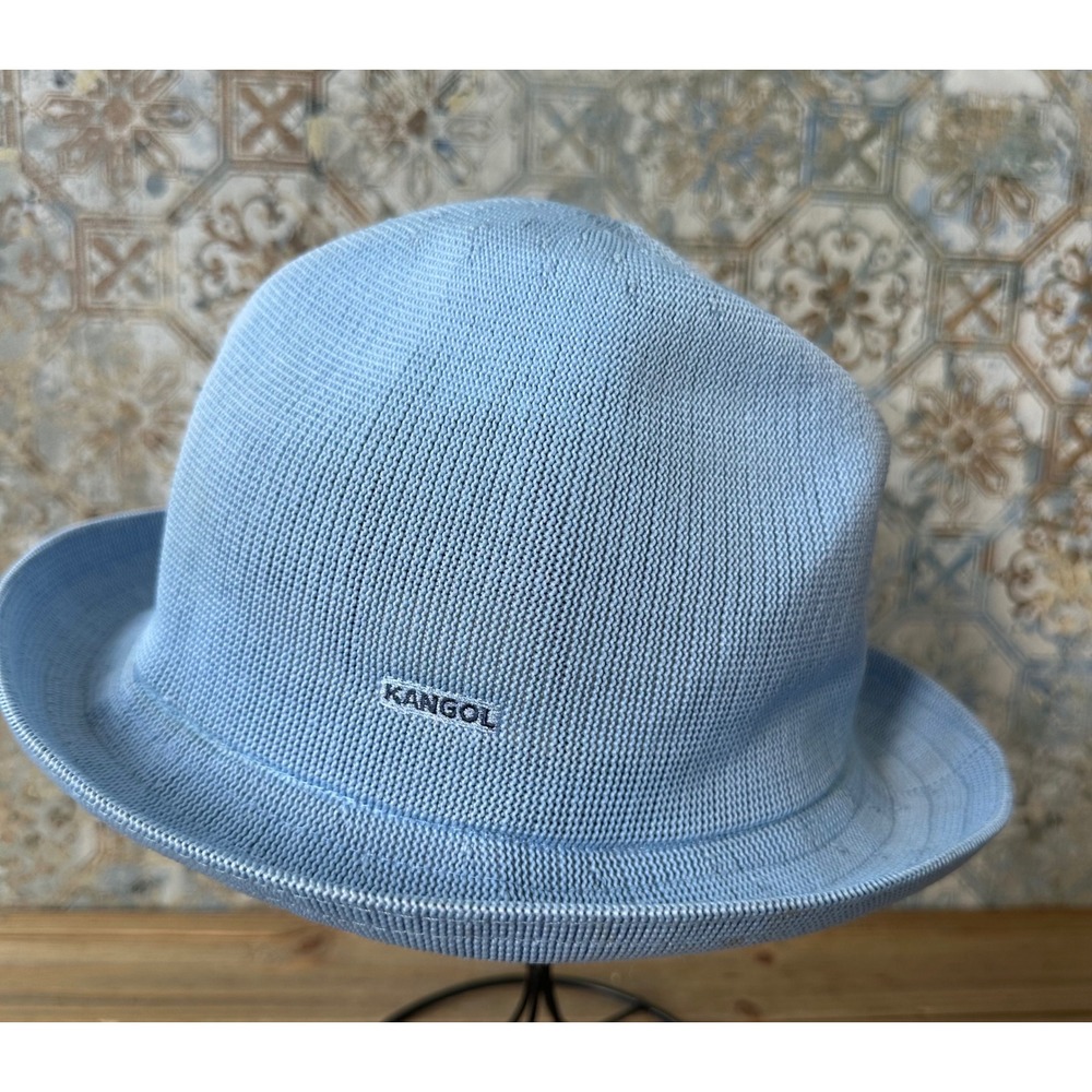 Kangol Tropic Player Fedora Trilby Hat Unisex Medium Light Blue